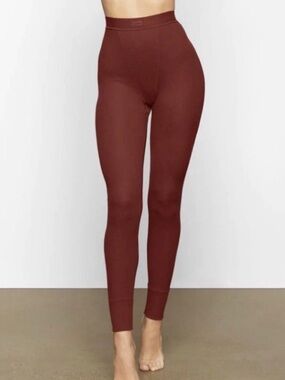 SKIMS Cotton Rib Red Logo Leggings - Sangria XS Limited Edition NWT
